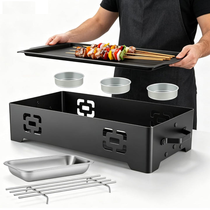 BBQ Warmhalteplatte, Speisenwärmer Warmhalteplatte Für Essen &amp; Grillgut, Warmhaltebehälter Grillgut