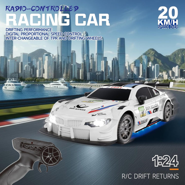 Ferngesteuertes Auto 1:24 Scale Drift Car 4WD 2.4GHz RC Drift Auto 20KM/H Hohe Geschwindigkeit Rennw
