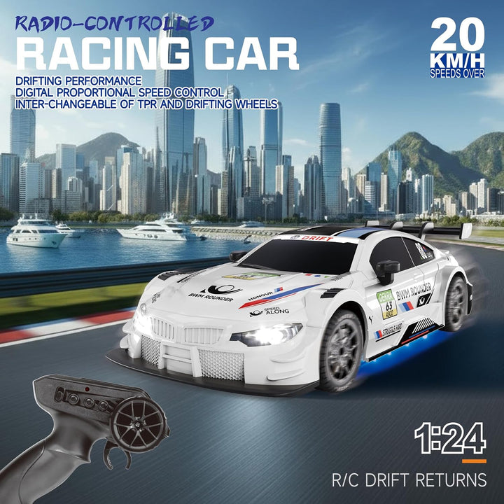 Ferngesteuertes Auto 1:24 Scale Drift Car 4WD 2.4GHz RC Drift Auto 20KM/H Hohe Geschwindigkeit Rennw