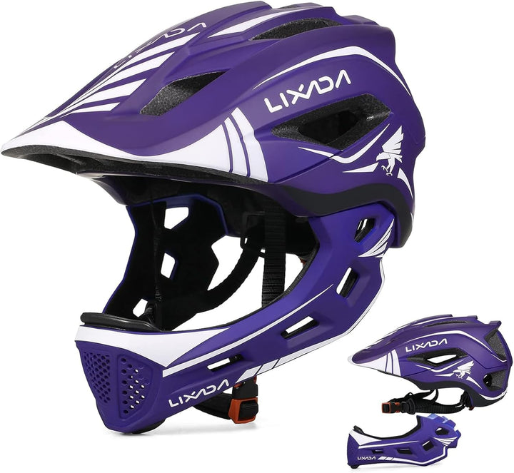 Lixada Fahrradhelm Kinder Helm Fullface Abnehmbar Unisex 52-58cm Children's Helmet 2-In-1 Integrated