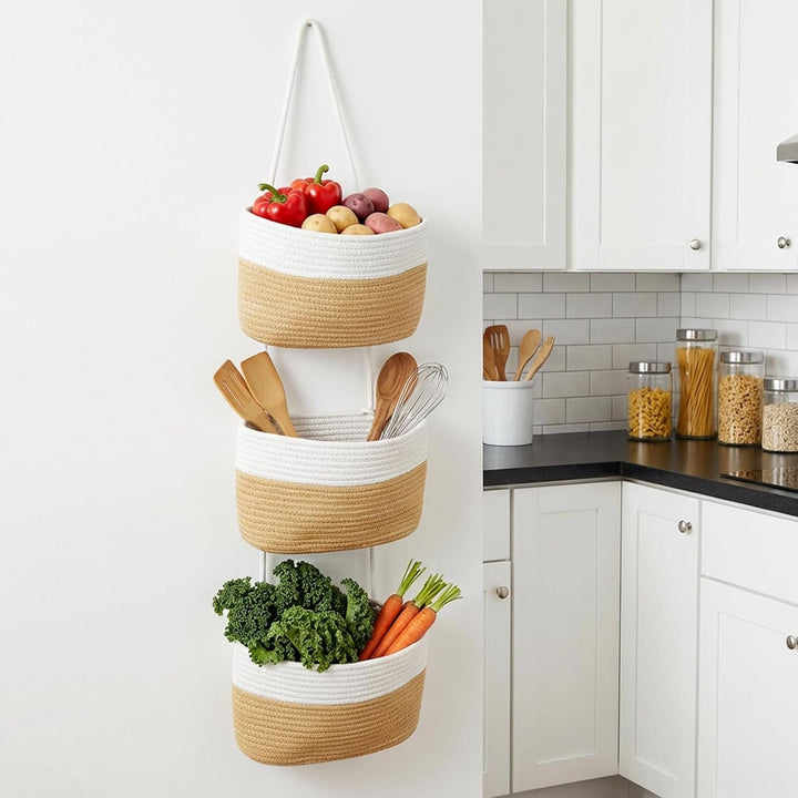 OJTOJT Hängender Organizer, Hängeorganizer Mit Haken, Wand Hängen Tasche Zum3-Tier, Hängeregal Stoff