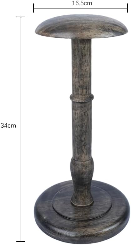 Sarini Vintage Hutständer, Freistehender Perückenständer aus Holz, Hutständer für den Tisch, Elegant