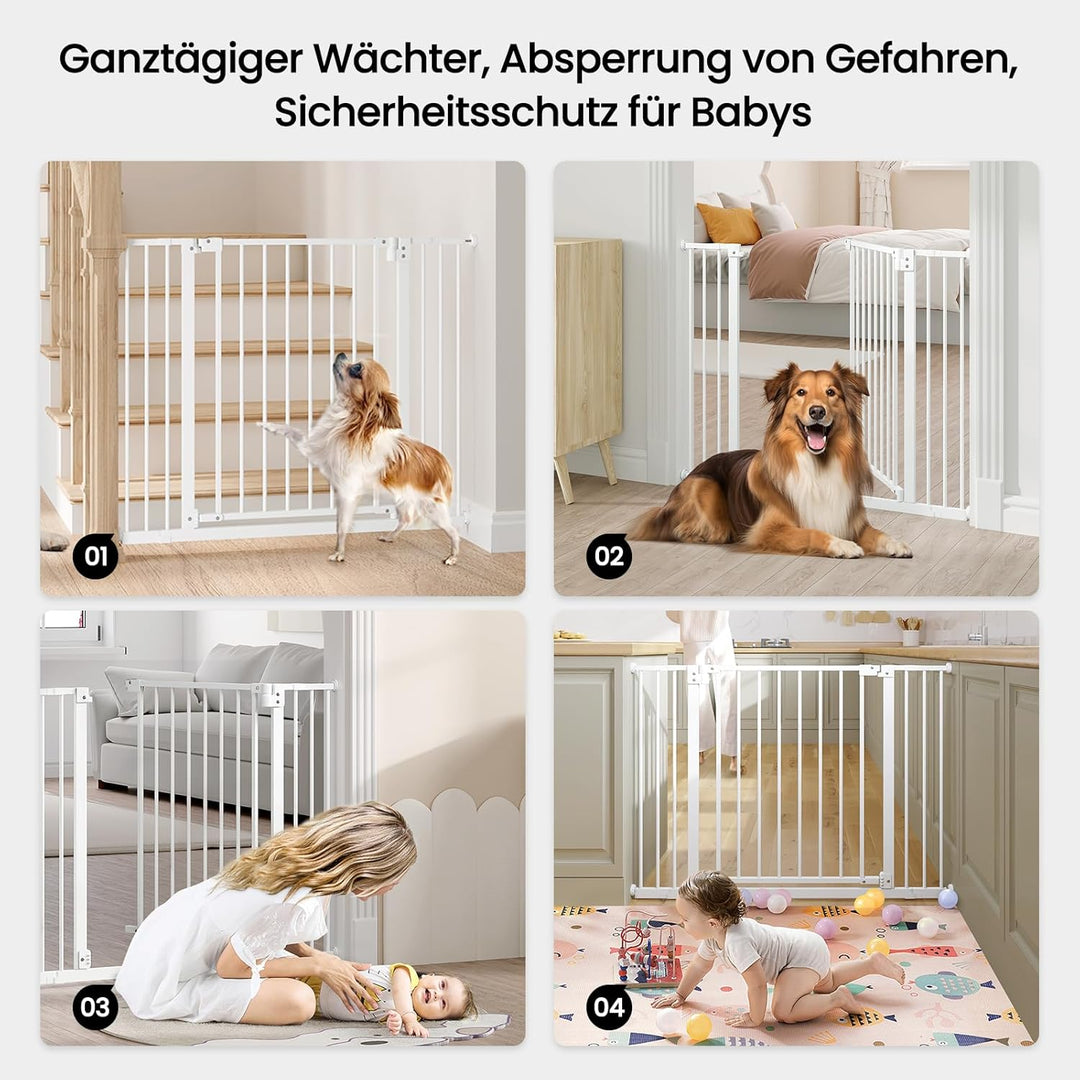 WOLTU Treppenschutzgitter, Türschutzgitter, Absperrgitter, inkl. 2 Verlängerungen von 10 cm, 75-107