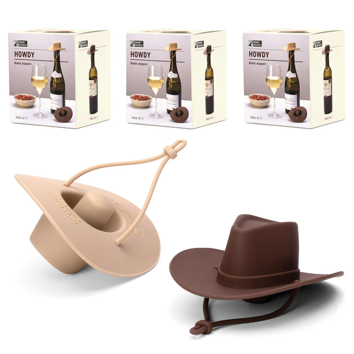 Monkey Business Howdy Weinstopfen mit Cowboyhut, lustiger Silikon-Flaschenverschluss, hält Wein fris