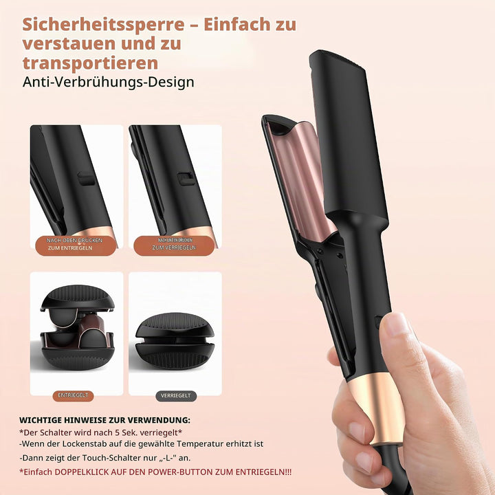 UKLISS Welleneisen, Pro Mini Welleneisen für Haare, LCD-Anzeige [120-210℃], Leichter Mermaid Hair Wa