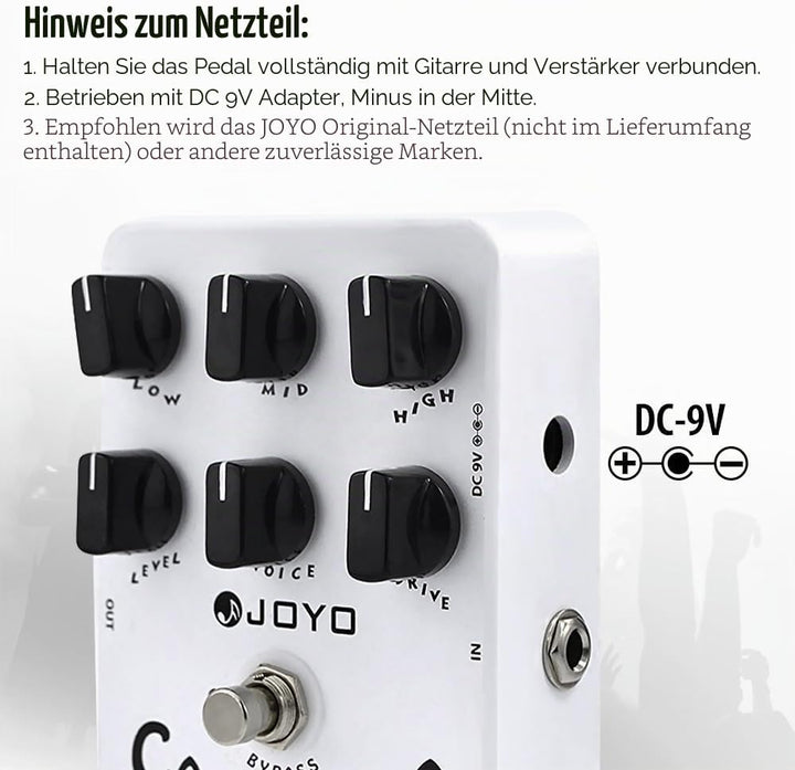 JOYO Overdrive Distortion Pedal Amp Simulator Rock-Töne von OD bis Dist für E-Gitarren-Effekt – Bypa