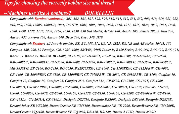 DOUBLELIN vorgewickelte Spulen, Kunststoffseiten, Grösse A/Stil A, Klasse 15, 15J, SA156, Grösse 11,