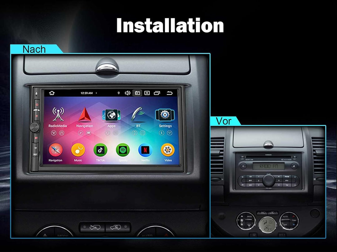 Erisin 7 Zoll Universal 8-Kern 4GB RAM 64GB ROM Android 14 Autoradio Bluetooth mit GPS Navigation Un