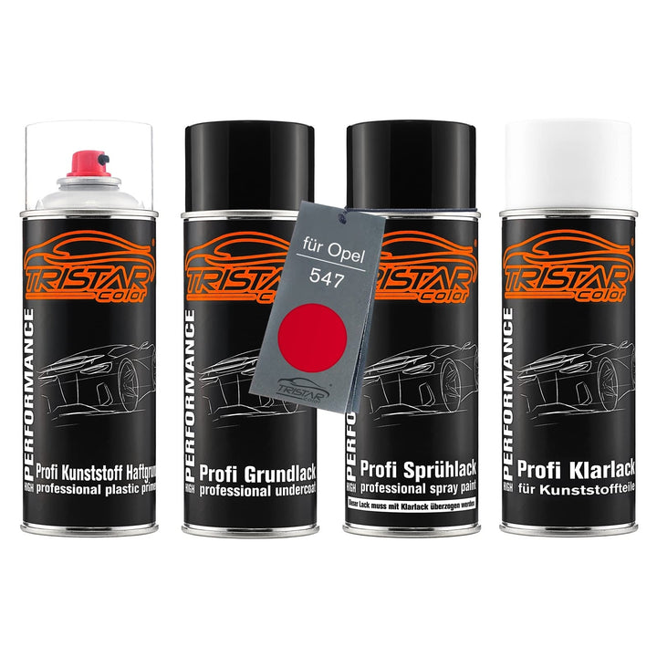 TRISTARcolor Autolack Spraydosen Set für Kunststoff Stossstange für Opel 547 Magmarot/Flame Red Haft