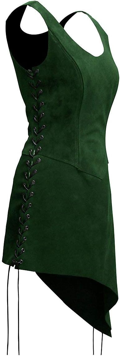 Andracor – Schlichtes Mieder mit Rock – Kurzes Überkleid aus Veloursleder mit Schnürung – für LARP,