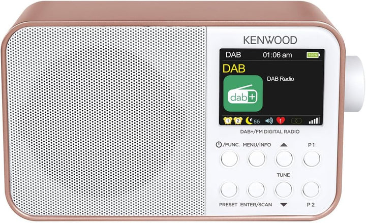 Kenwood CR-M30DAB-R - Tragbares DAB+ Radio mit Bluetooth, integriertem Akku & 6,1cm Farbdisplay, Ros
