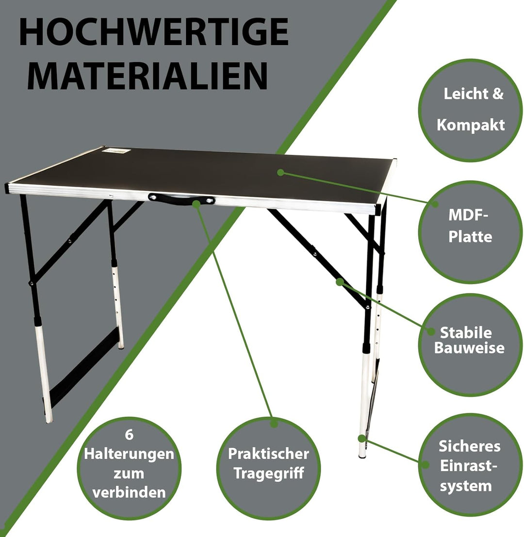 TRUTZHOLM 3-er Set Alu Multifunktionstisch (3X 100x60cm) Flohmarkttisch Campingtisch Markttisch Klap