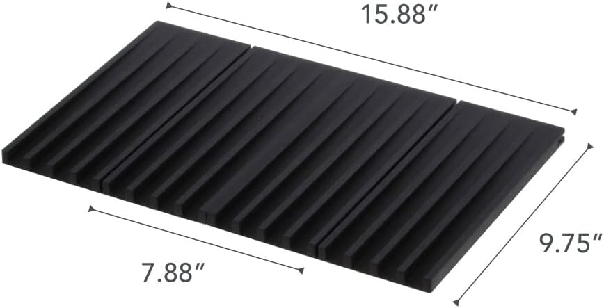 Yamazaki 3835-P Home Faltbares Abtropfgestell – Küche Geschirr Abtropfmatte, Silikon, Schwarz One Si