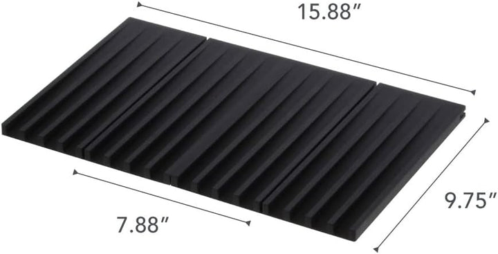 Yamazaki 3835-P Home Faltbares Abtropfgestell – Küche Geschirr Abtropfmatte, Silikon, Schwarz One Si