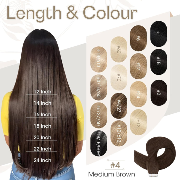 Elailite Tape Extensions Haarverlängerung - Invisible Tape Extensions Echthaar - Remy Real Human Hai
