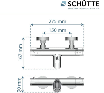 SCHÜTTE 52470 LONDON Badewannenarmatur Thermostat, Wannenarmatur Wannenthermostat mit Verbrühschutz