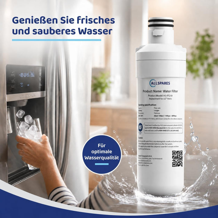 AllSpares Wasserfilter für Kühlschrank geeignet für LG LT1000P / AGF80300704 / ADQ74793501 (1 Stück)