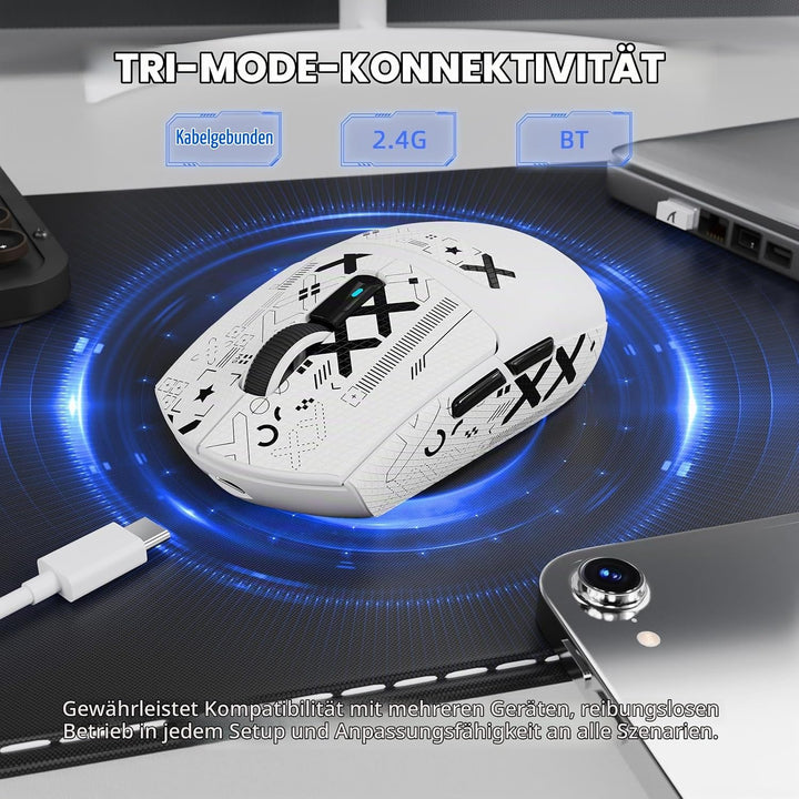 MAMBASNAKE x Attack Shark G3PRO Gaming-Maus mit Magnetischer Ladestation, BT/2.4G Wireless/Kabel, Pi