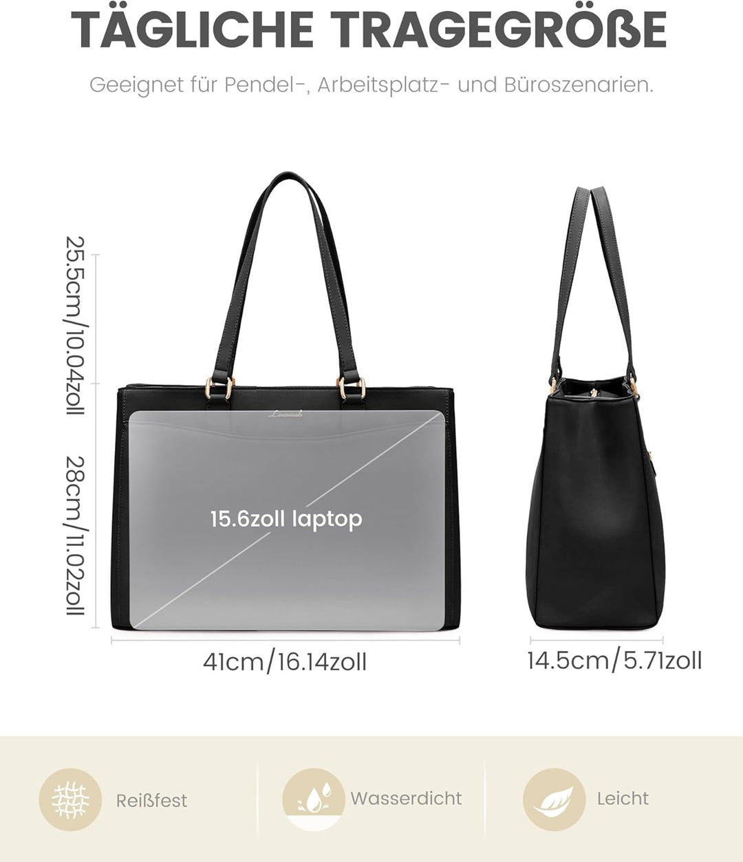 LOVEVOOK Laptoptasche Damen 15,6 Zoll, Leicht Aktentasche Arbeitstasche Handtasche Gross, Elegant La