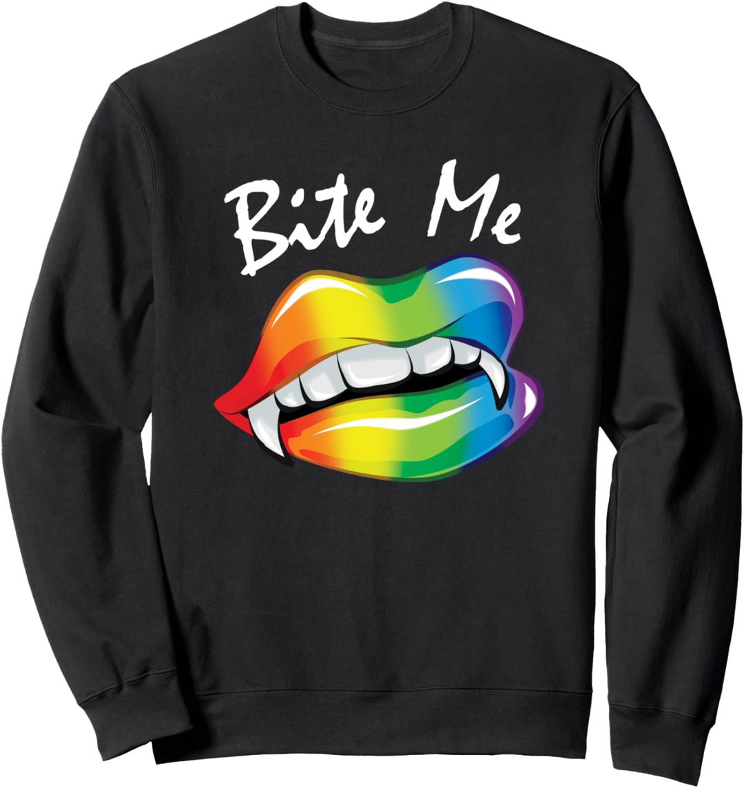 Bite Me Halloween Costume Vampire Lips Fangs LGBTQ+ Pride Sweatshirt
