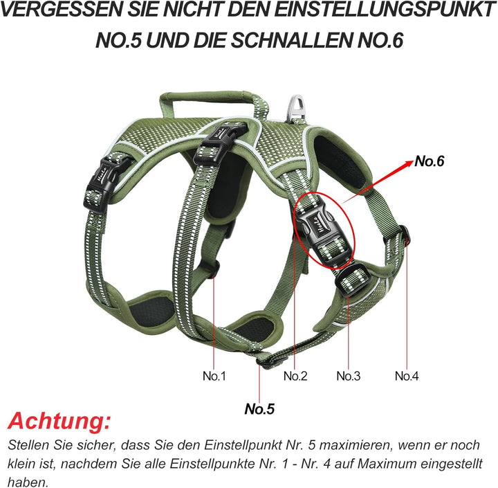 HEELE Hundegeschirr, Ausbruchsicher, Schnalle im Halsbereich, Reflektierend, Brustgeschirr mit Robus