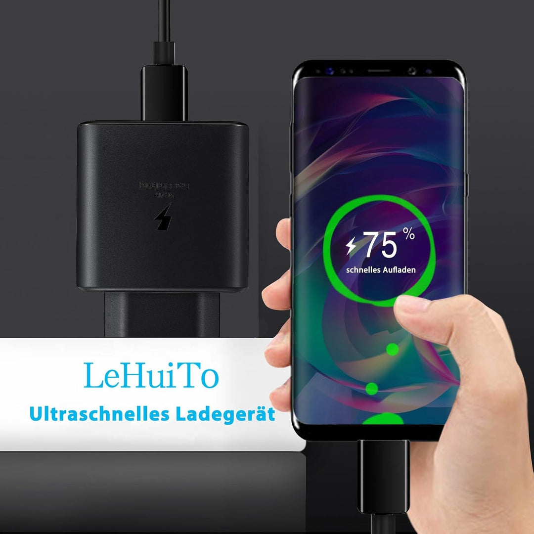 2 Pack 45W USB C Schnellladegerät mit 2m USB-C Schnellladekabel, PPS-Schnellladen Netzteil für Samsu