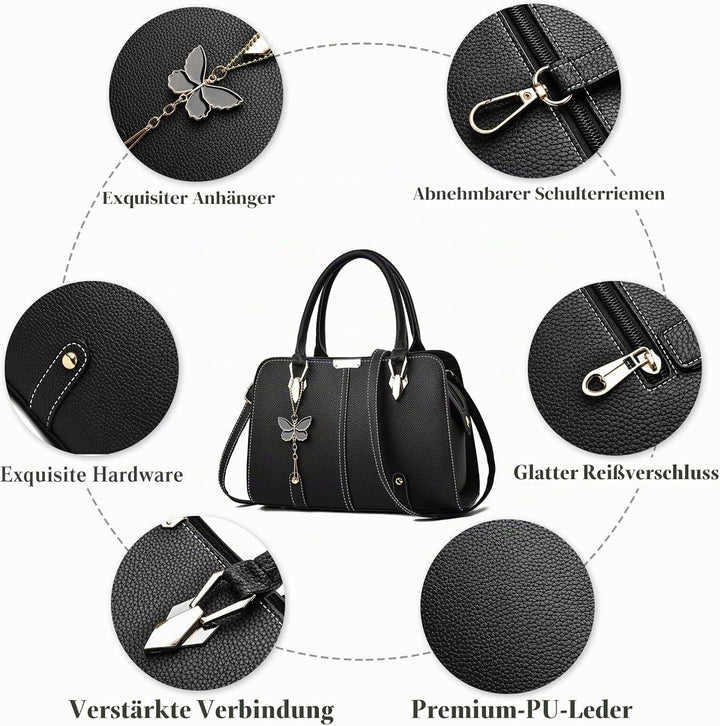 FANDARE Damen Handtasche Tote Beutel PU-Leder Umhängetaschen Schultertasche Wasserdicht Henkeltasche
