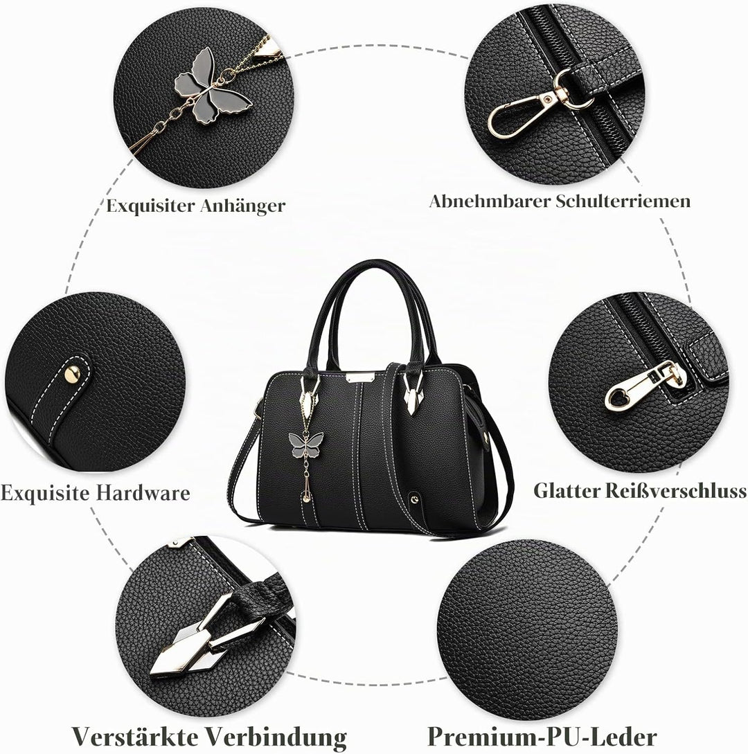 FANDARE Damen Handtasche Tote Beutel PU-Leder Umhängetaschen Schultertasche Wasserdicht Henkeltasche