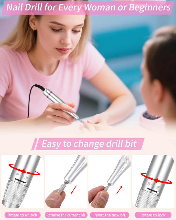 Elektrische Nagelfeile, Nagelfräser, für Gelnägel, Elektrische Nagelfeile, 45000 U/min, Fräser für G