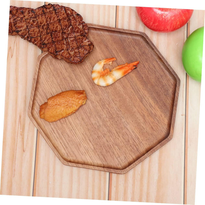 Cabilock Natürliche Holz Tee Tablett Octagon Form Snack Platte Obst Brot Servieren