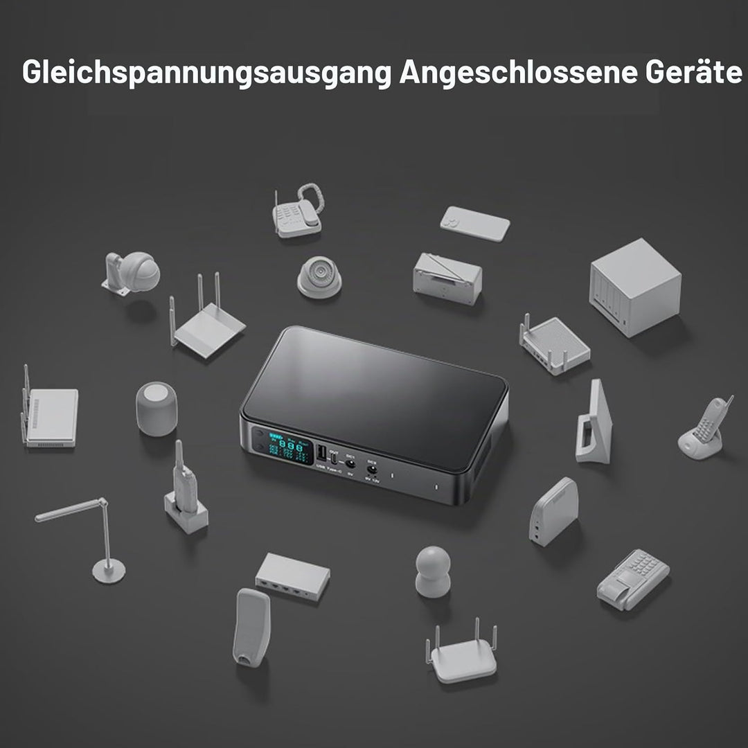 USV-Stromversorgung, Nahtlose Backup-Batterie, USB Typ C 5 V 3,6 A, 18000 MAh, 9 V 2 A 12 V 2 A Ausg