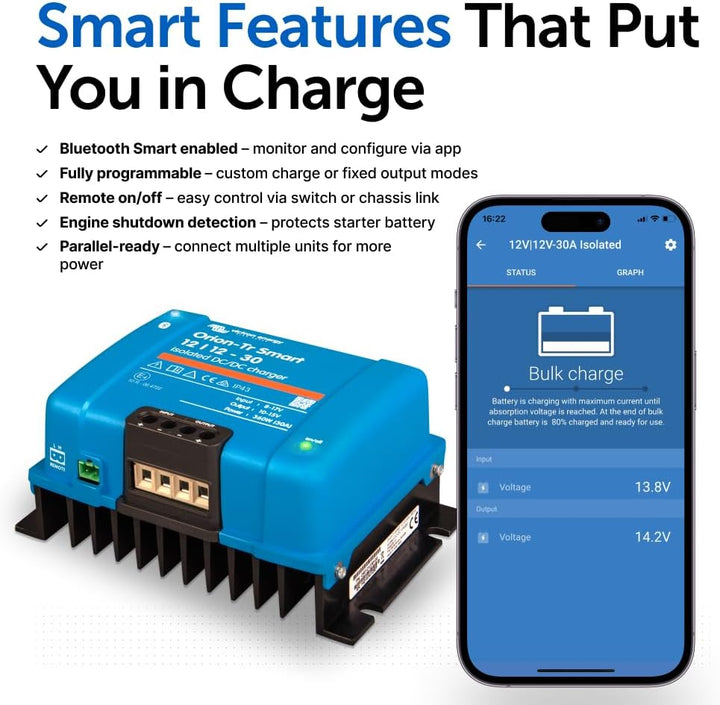 Victron Energy Orion-Tr Smart DC-DC Ladebooster (Bluetooth) - 12/12V, 30 Amp, 360-Watt - Batterie La