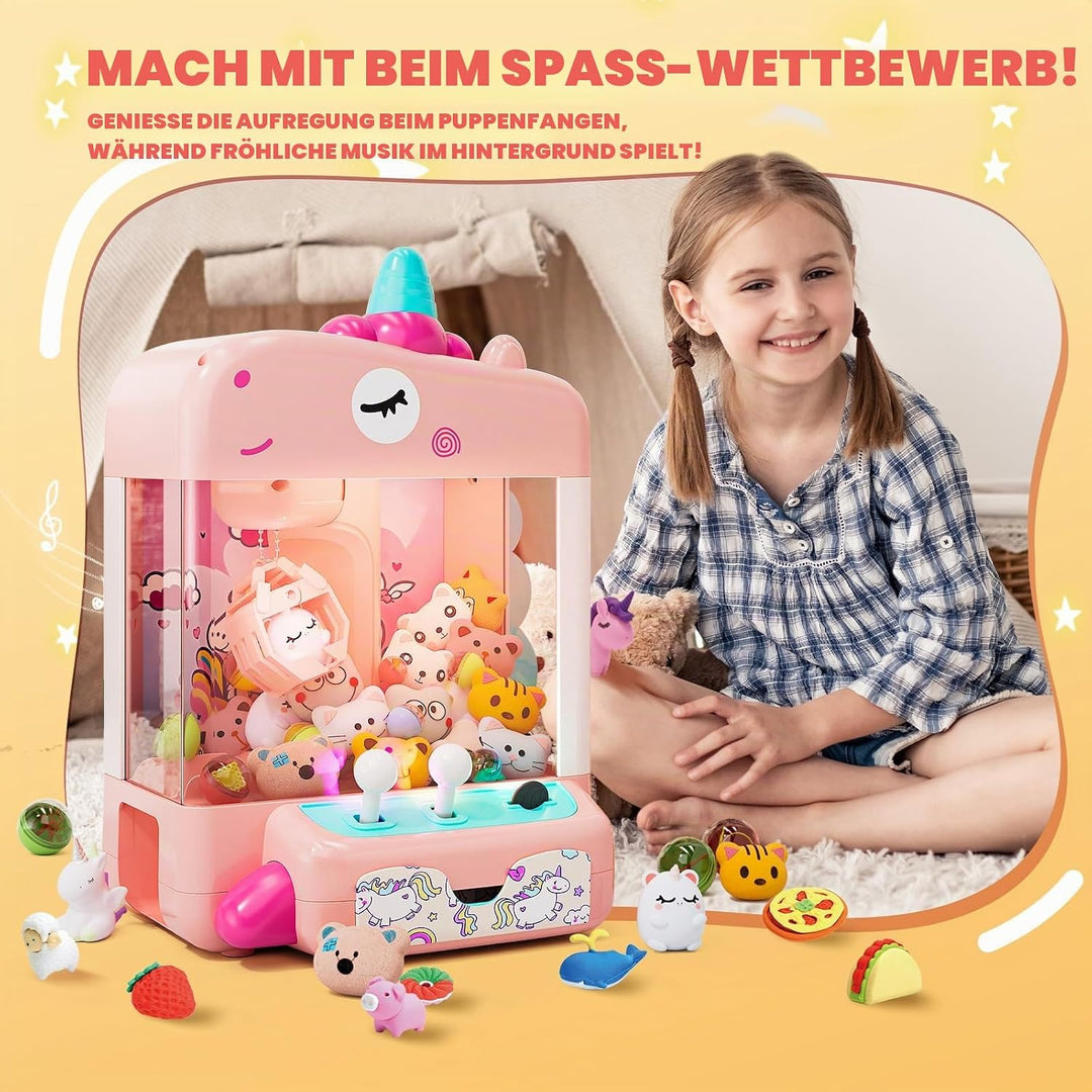 Skirfy Unicorns Greifautomat, Mini-Verkaufsautomat mit Licht und Musik, Süssigkeiten- und Spielzeug-