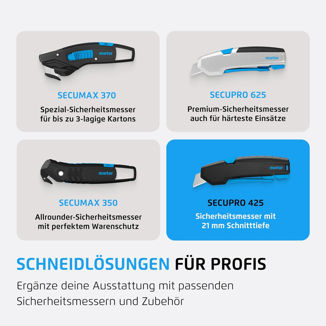 MARTOR Cuttermesser SECUPRO 425 I Sicherheitsmesser mit Zangengriff und automatischem Klingeneinzug