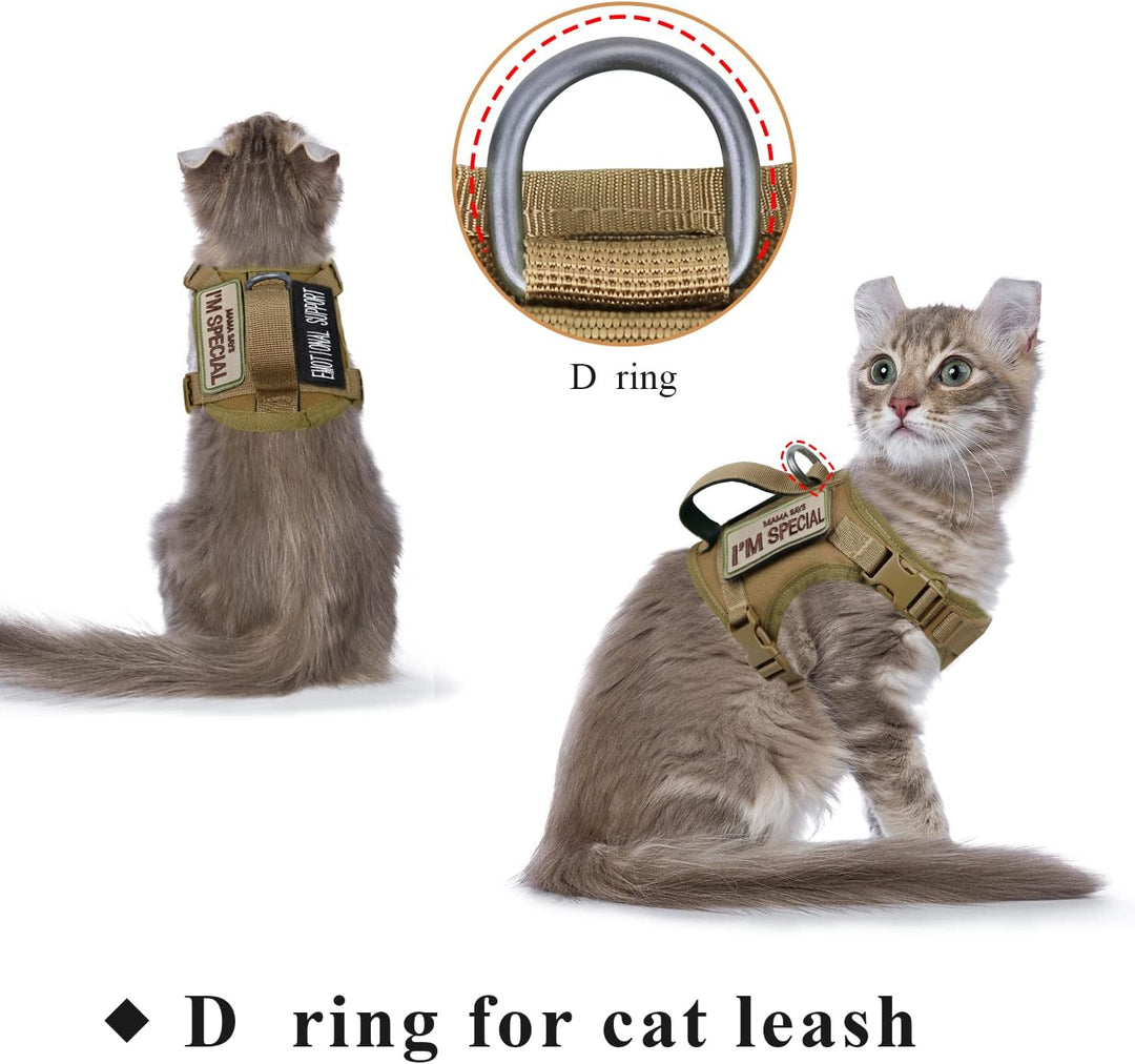 Taktisches Katzengeschirr für Spaziergänge, ausbruchsicher, weiches Netzgewebe, verstellbar, Haustie