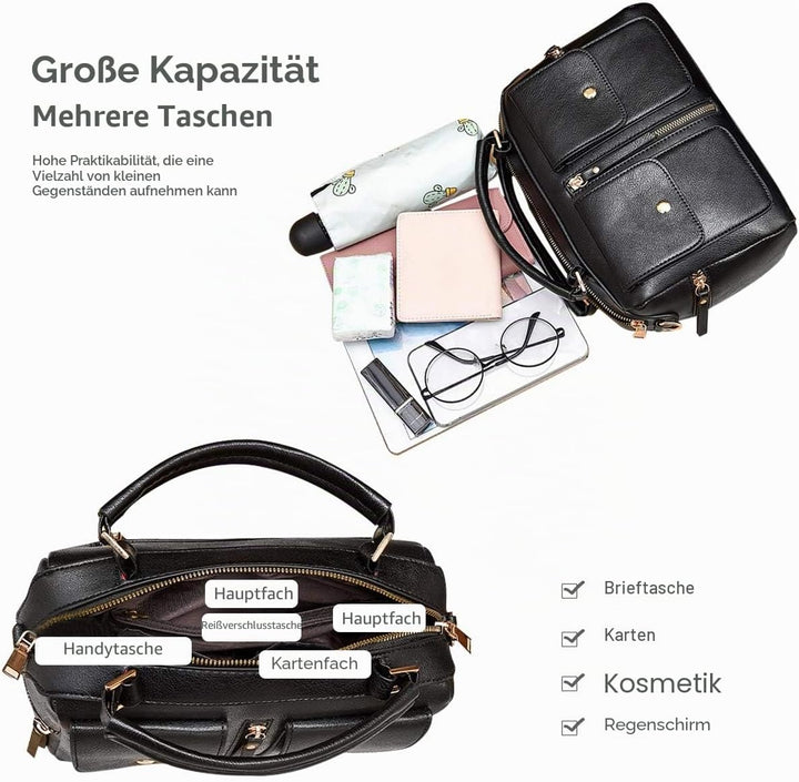 NICOLE &amp; DORIS Damen Mode Handtaschen Modestil Kunstleder Tasche Reissverschluss Umhängetasche Damen