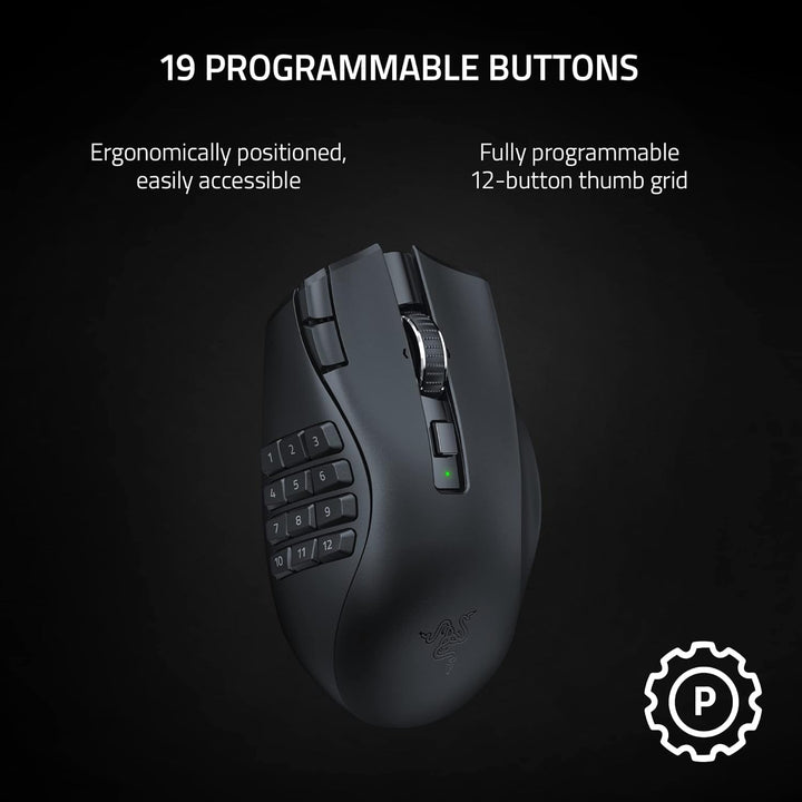 Razer Naga V2 HyperSpeed - Ergonomische Kabellose MMO Gaming Maus & Tartarus V2 - Gaming Keypad
