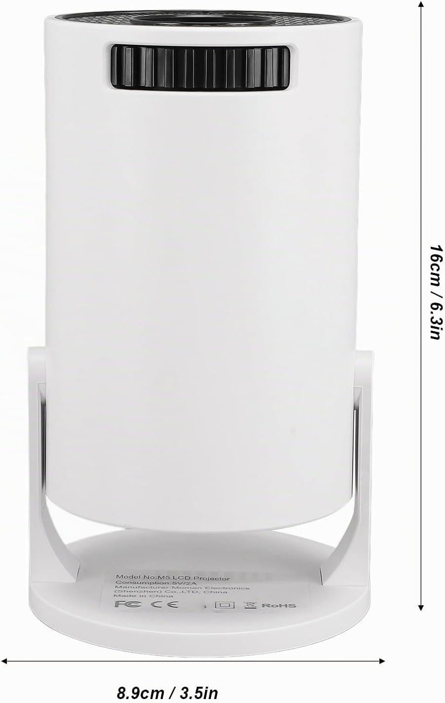 Klein Projektor mit WLAN und Bluetooth, um 270° Drehbarer Tragbarer 1080P-Projektor, 150-Zoll-Smart-