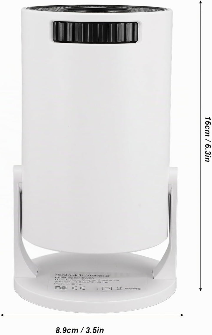 Klein Projektor mit WLAN und Bluetooth, um 270° Drehbarer Tragbarer 1080P-Projektor, 150-Zoll-Smart-