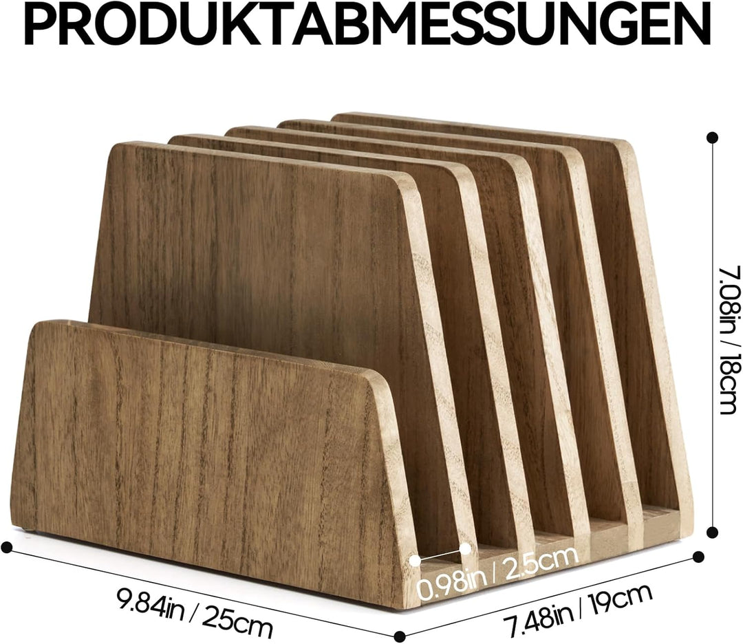 KIRIGEN hölzernen Schreibtisch Mail Organizer 5 Slots File Paper Holder Desktop Holz Dokument Letter