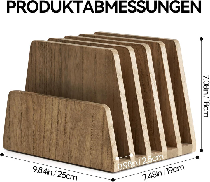 KIRIGEN hölzernen Schreibtisch Mail Organizer 5 Slots File Paper Holder Desktop Holz Dokument Letter
