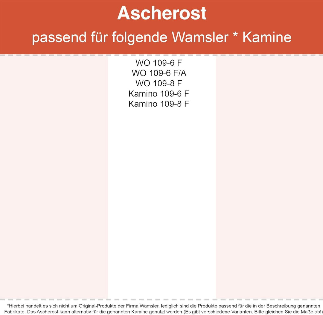 Kaminrost/Stehrost 313 x 82 x 8 mm passend für Wamsler** Kaminöfen inkl. Modellübersicht - Ascherost