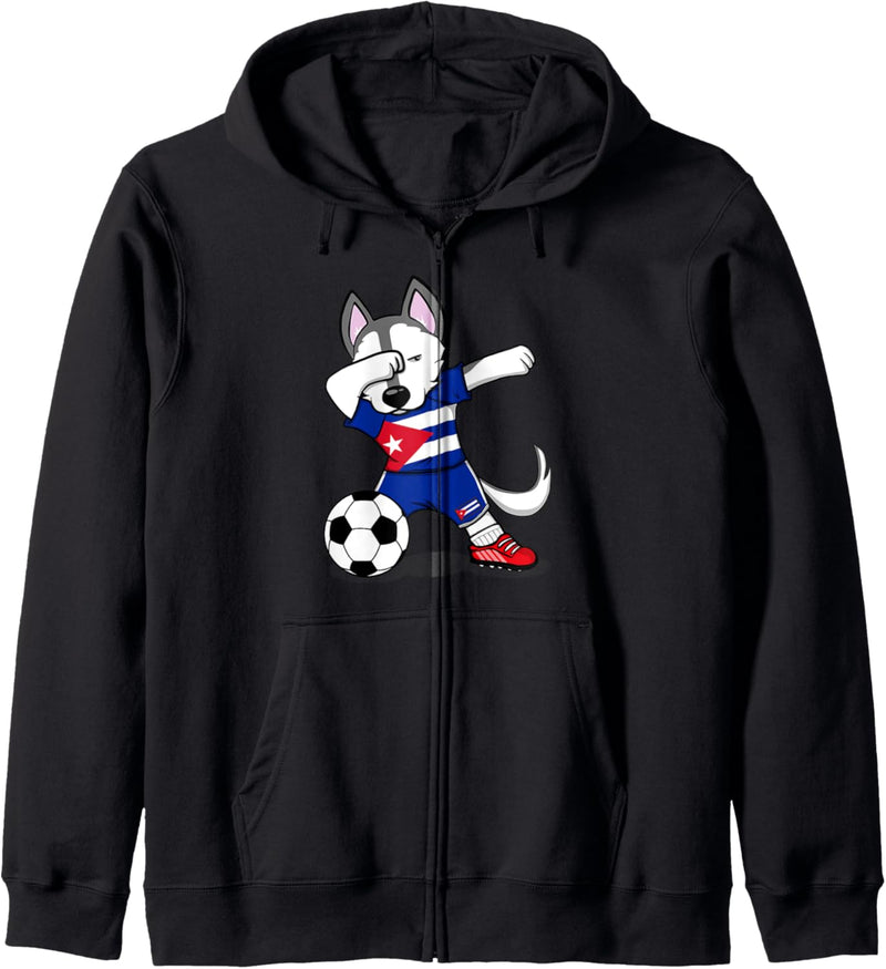 Dabbing Husky Dog Cuba Fussballfans Trikot Cuban Football Kapuzenjacke