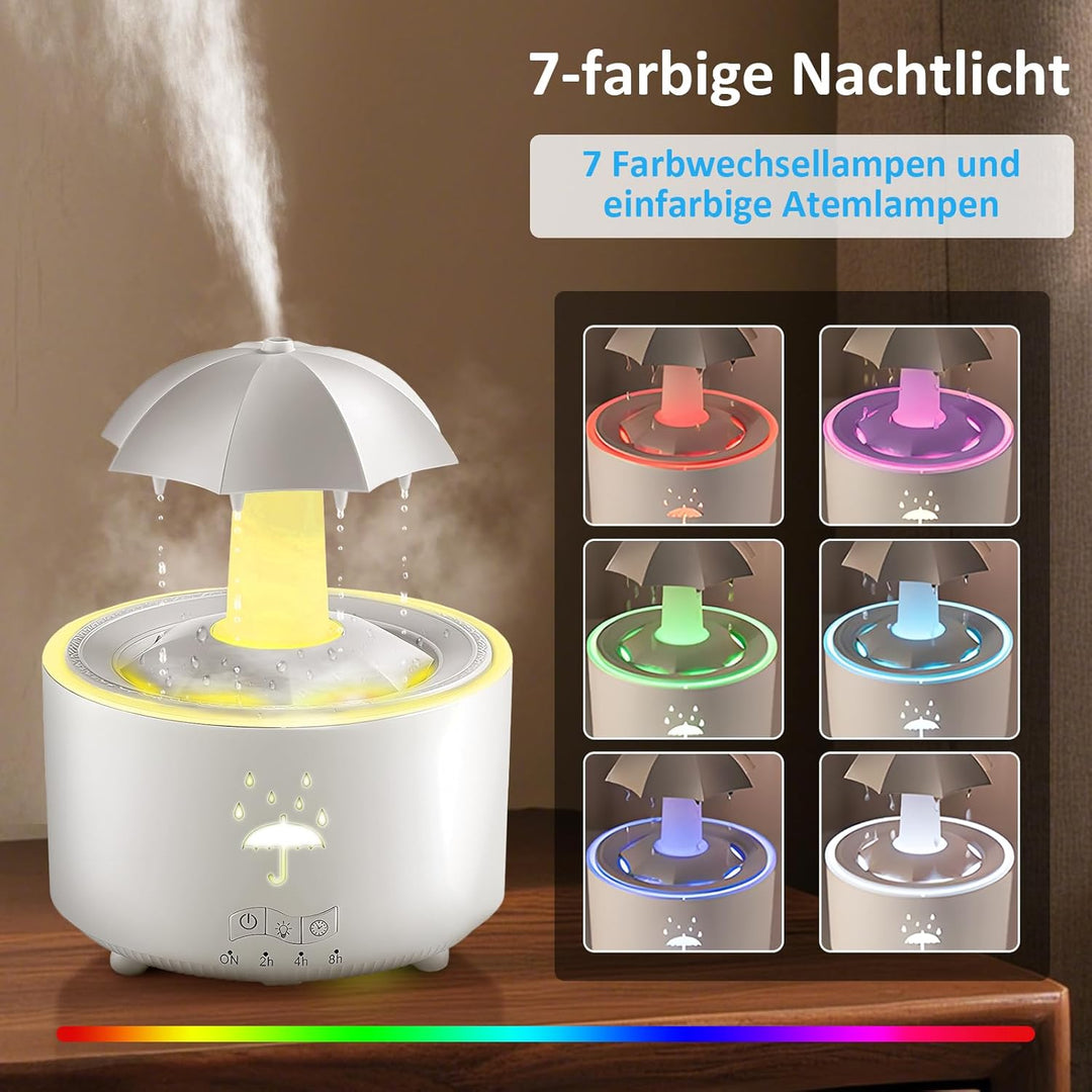 RUIZHI 300ML Luftbefeuchter Kinderzimmer, Regenschirm Luftbefeuchter mit Fernbedienung & Auto Abscha