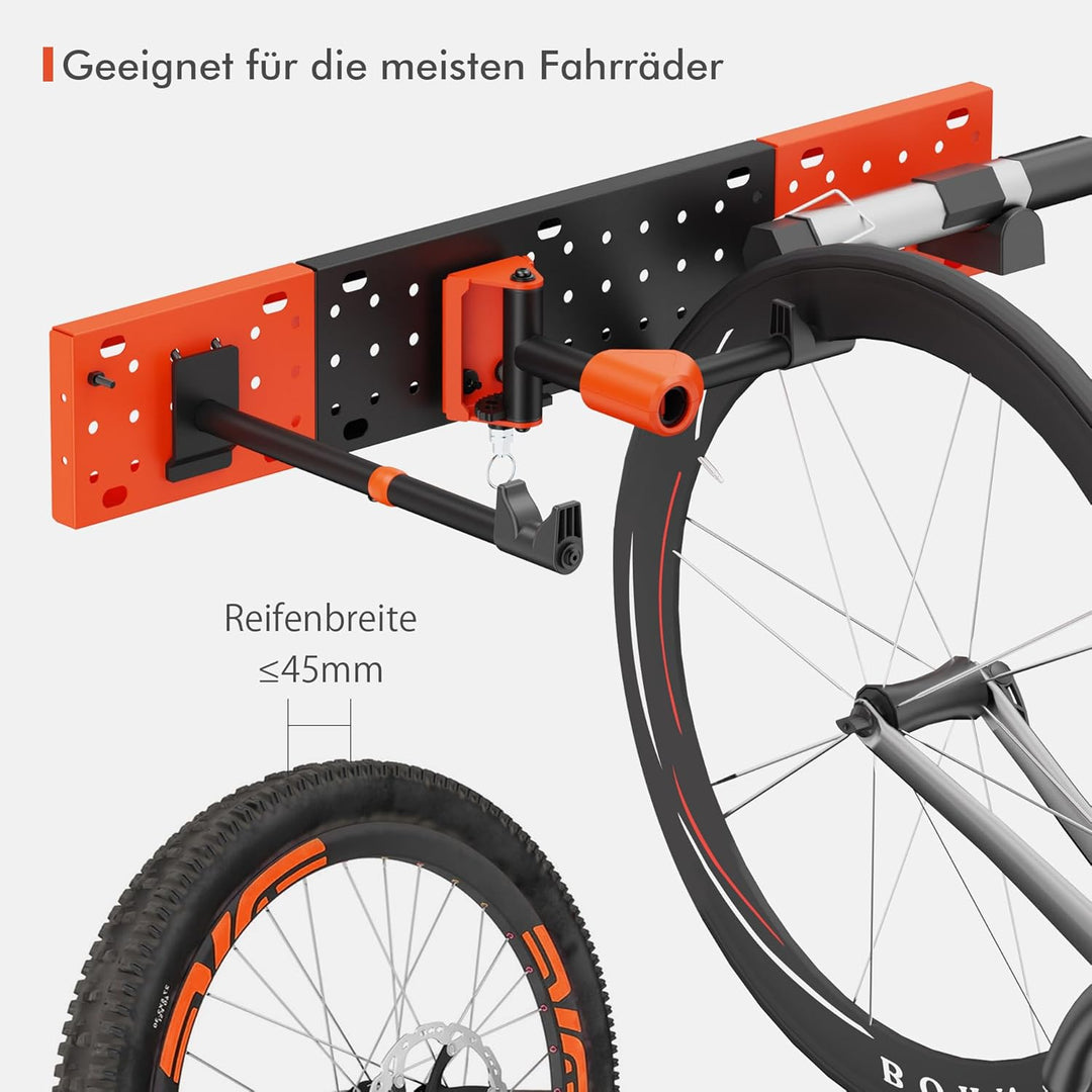 Mimoke Fahrrad Wandhalterung I Fahrradhalter Vertikal &amp; Horizontal einstellbar - bis 30 kg Tragkraft