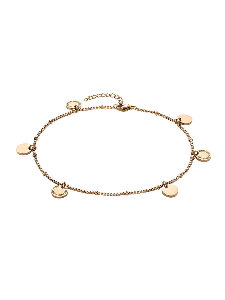 Liebeskind Armband mit Anhänger aus Edelstahl Schwarz Fusskettchen - Roségold, Fusskettchen - Roségo