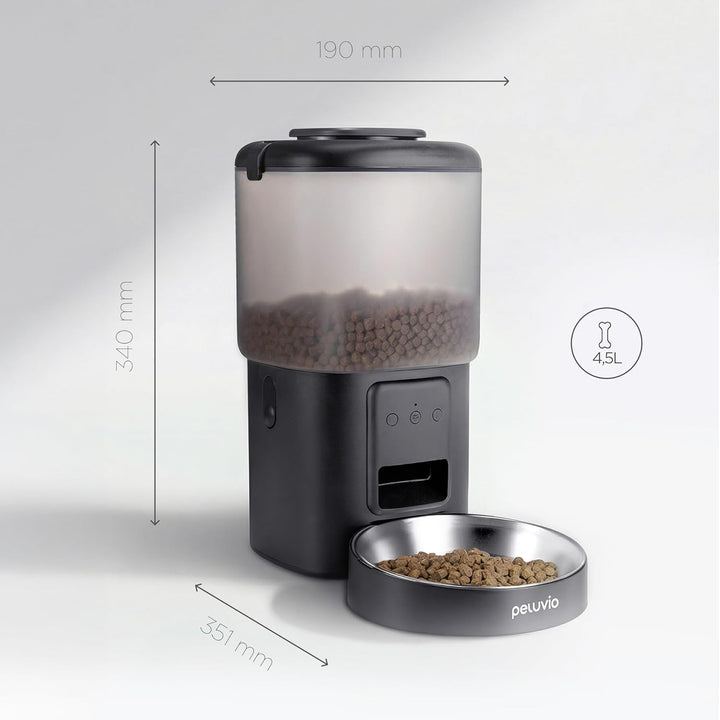 Crispy Wi-Fi Katzenfutterautomat mit App und WLAN, Portionskontrolle und Timer, Edelstahl-Napf, Batt