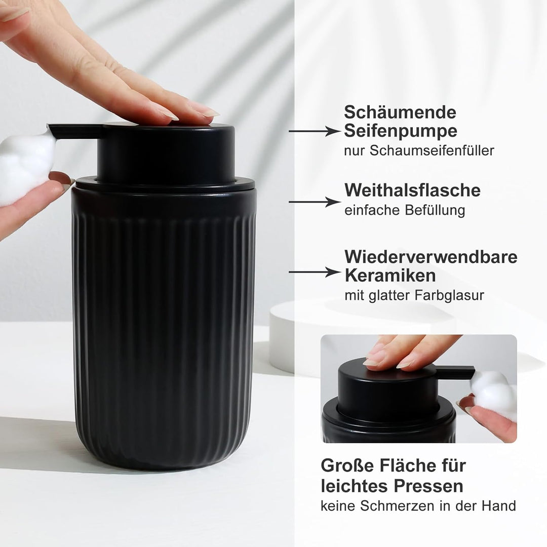 Badezimmer Set UMLACA, Badezimmer Organizer Keramik 4 Pcs, Enthält Seifenspender, Zahnputzbecher, Se