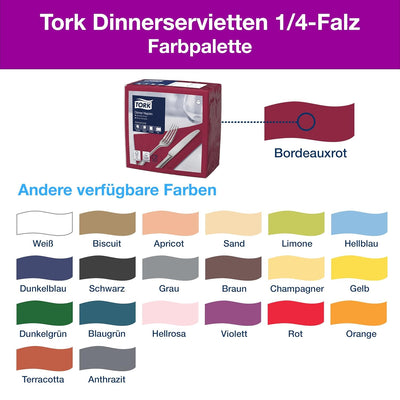 Tork 478875 Dinnerservietten Bordeauxrot / 2-lagige Papierservietten / Für jede Gelegenheit / Advanc