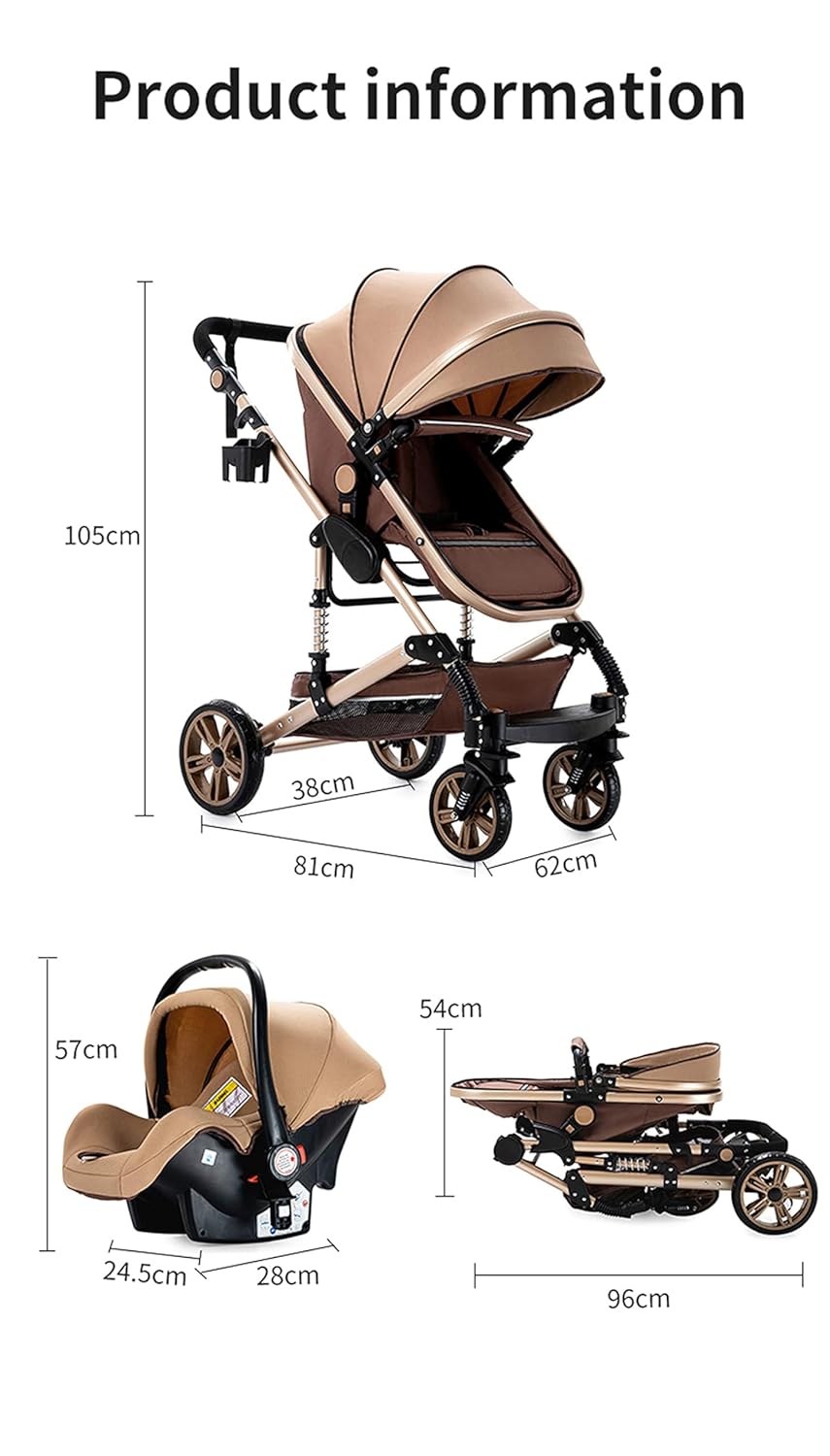 3 in 1 Kombikinderwagen 3 in 1 Reisesysteme Kinderwagen Infant Hochlandschaft Liegender Buggy Kinder
